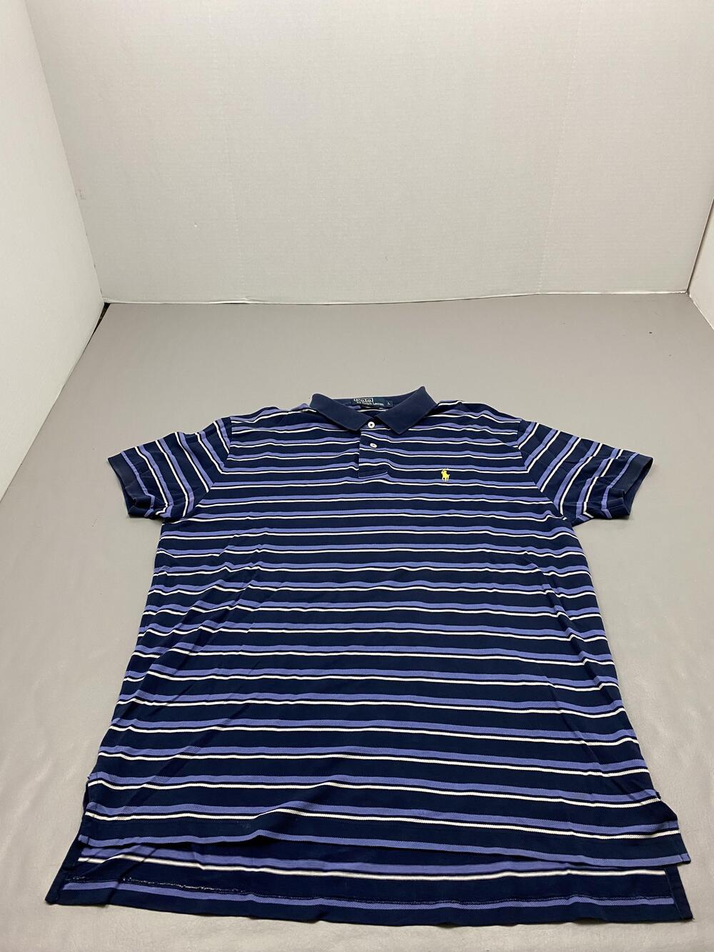Polo By Ralph Lauren Shirt Mens L Blue Striped Pima Cotton Collared Logo